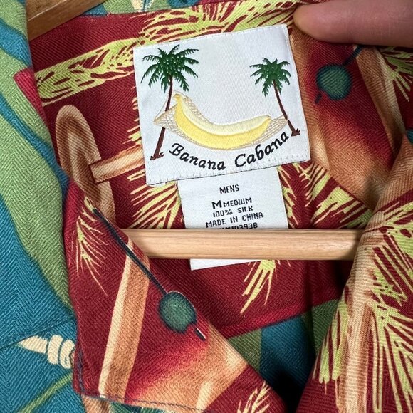 Banana Cabana Hawaiian Shirt 100% Silk Mens Size M Multicolor Floral - Picture 6 of 6